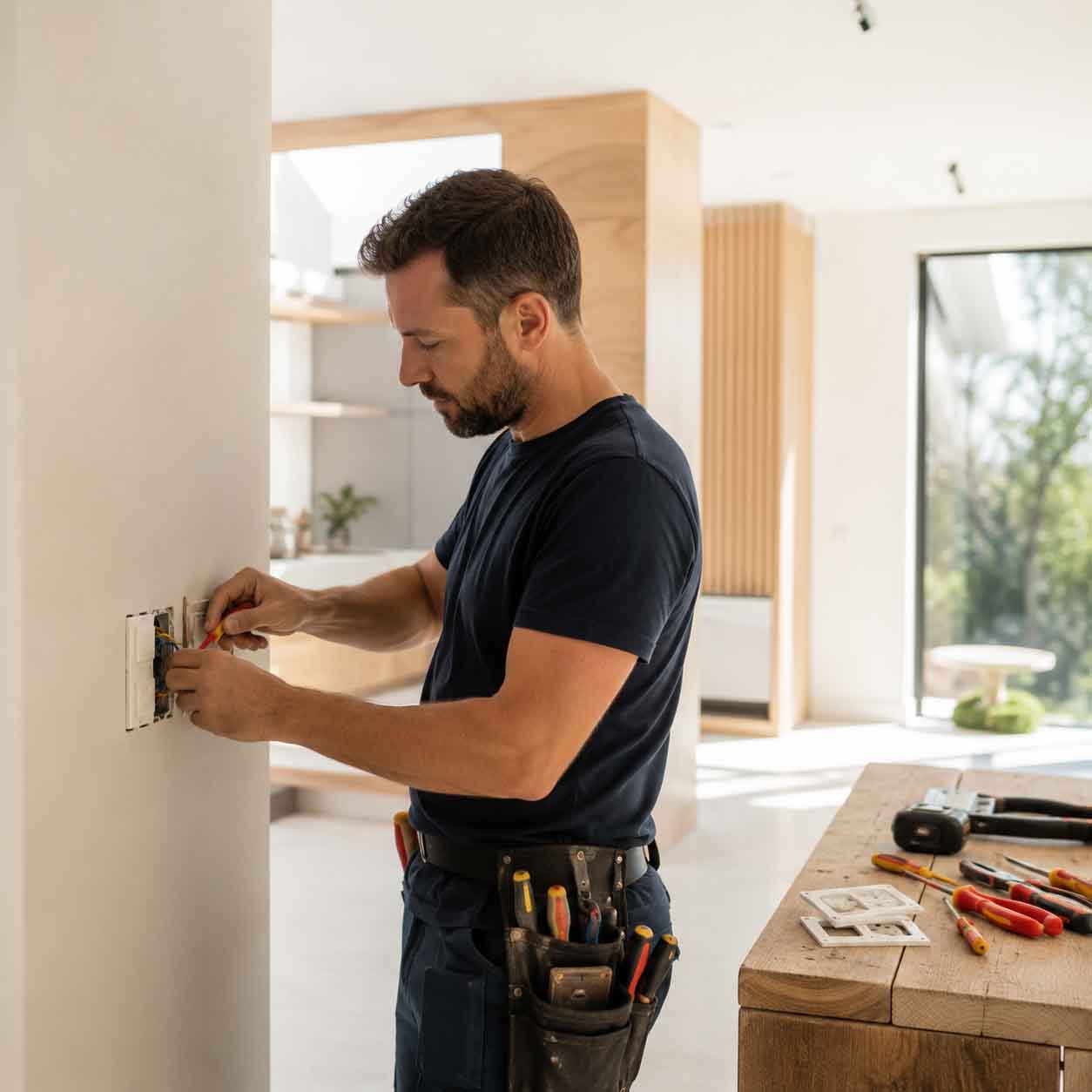 Smart home installation work in a modern property